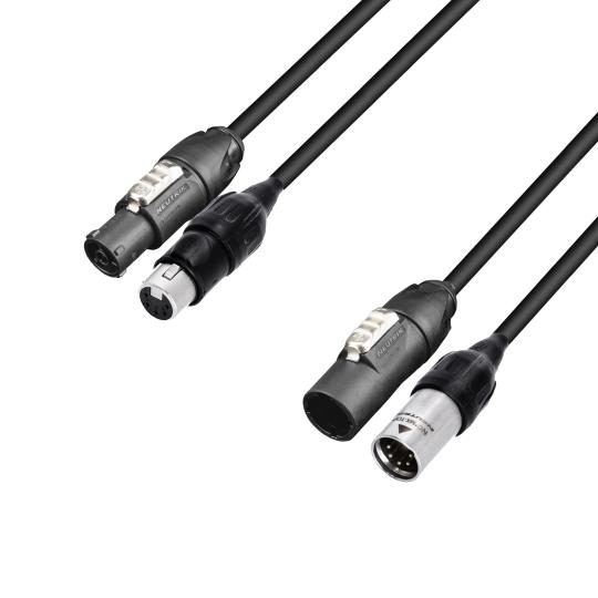 Hybridkabel Netz- & DMX Neutrik powerCON TRUE1-TOP® & 5-Pol XLR IP65 | 10 m Adam Hall Cables 8101 PSDP5 1000 N IP65 
