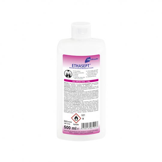 Adam Hall ETHASEPT® 500 - Ethasept® Händedesinfektionsmittel - Sperrbestand hygi-Box, 500 ml-Flasche 