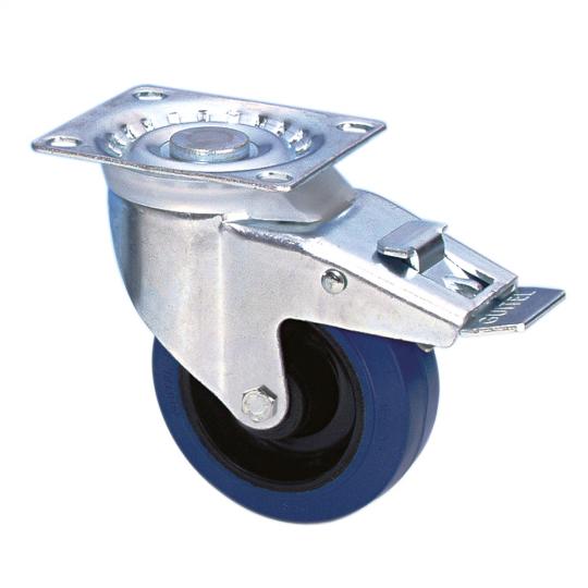 Guitel 37024 - Lenkrolle 100 mm mit blauem Rad und Feststeller 