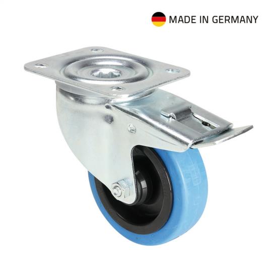 Tente 37034 - Lenkrolle 100 mm mit blauem Rad und Feststeller 